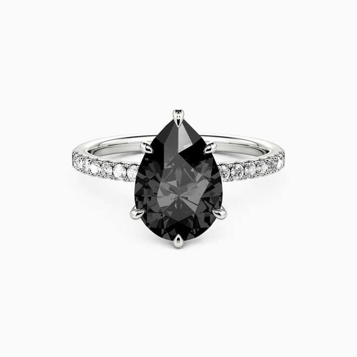 6 Prong Black Diamond  Engagement Ring