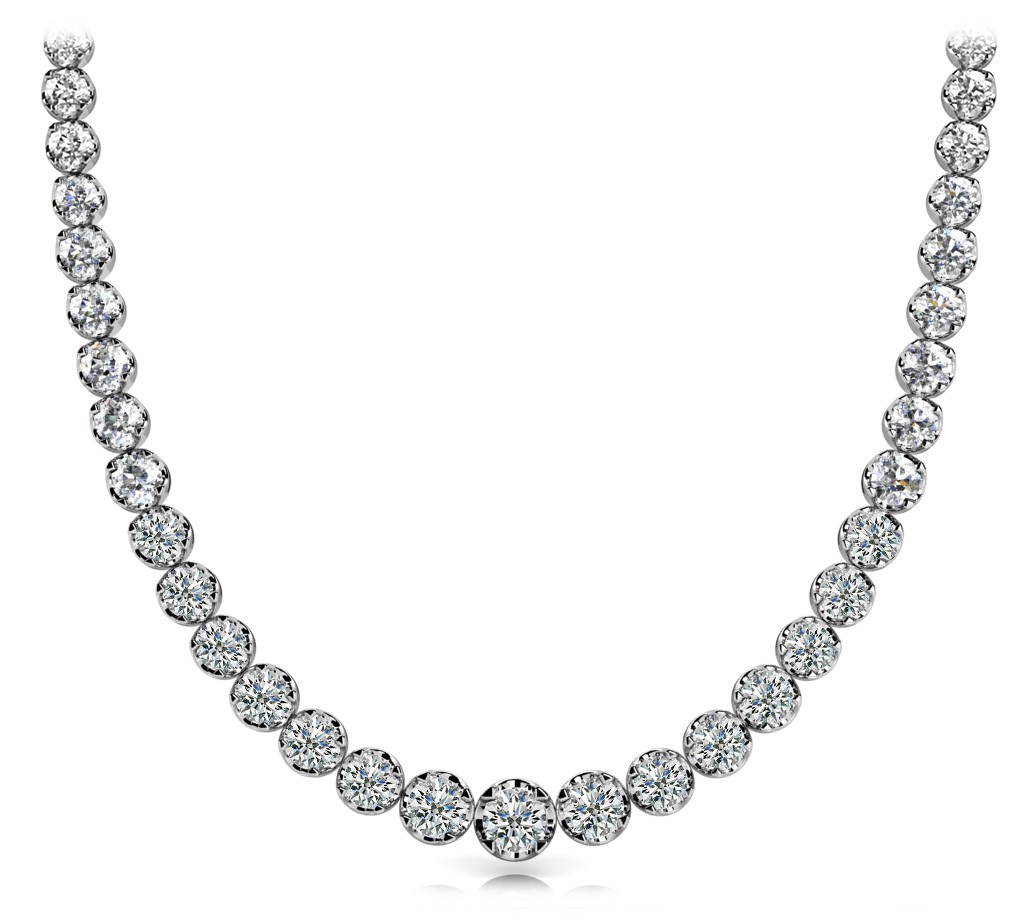 Prong Setting Natural Diamond  Necklace