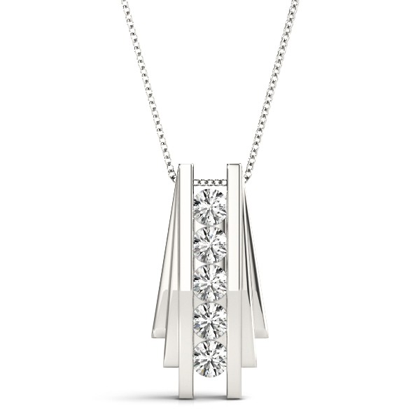Channel Set Natural Diamond  Necklace