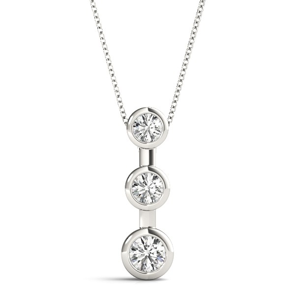 Bezel Set Natural Diamond  Necklace