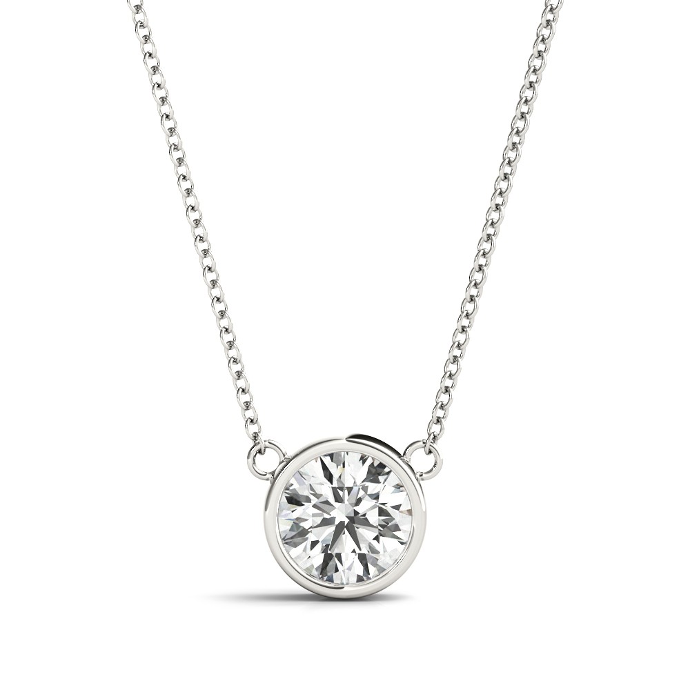 Bezel Set Natural Diamond  Necklace