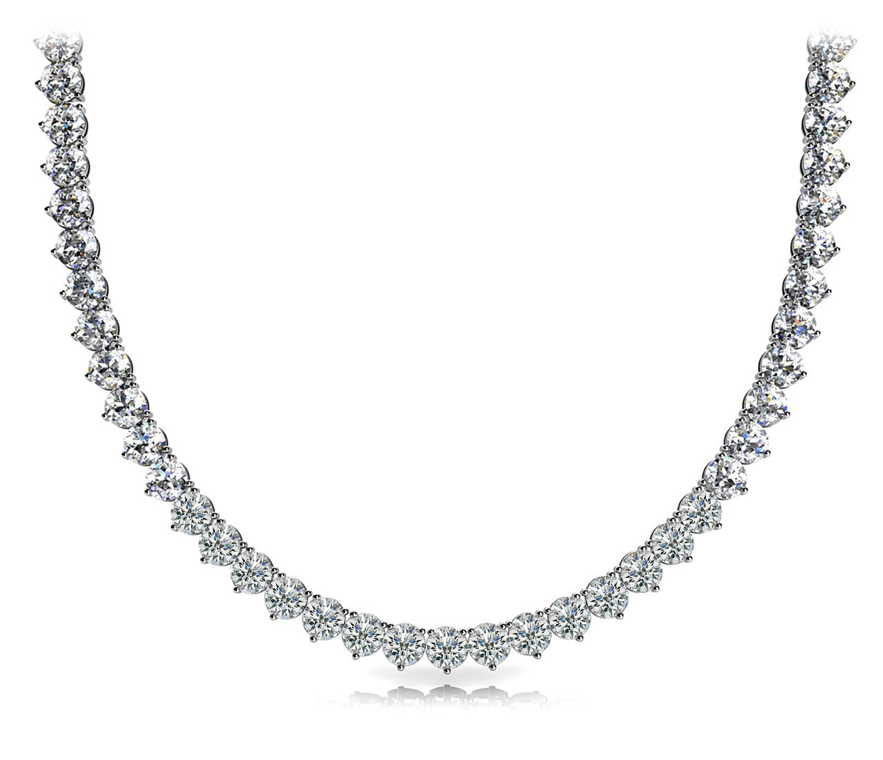 3 Prong Set Natural Diamond  Necklace