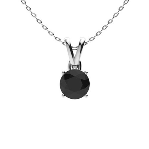 4 Prong 0.50 - 1.75 Carat Black Diamond  Necklace