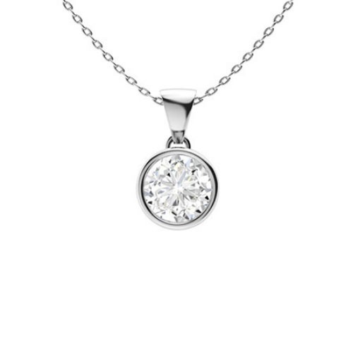Bezel Set Natural Diamond  Necklace
