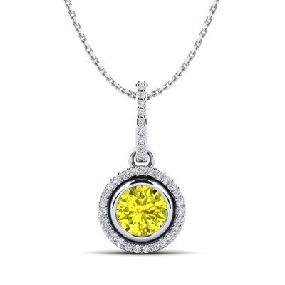 Tinble 0.20 Carat Yellow Diamond Bezel Set  Necklace