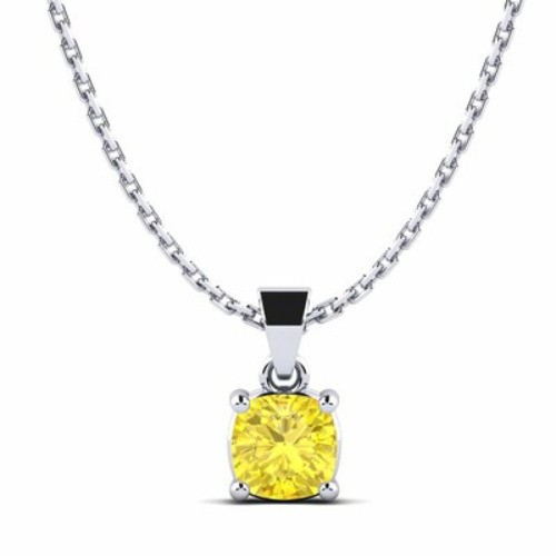 4 Prong 0.50 - 0.75 Carat Yellow Diamond  Necklace