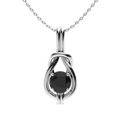 4 Prong 0.50 - 1.75 Carat Black Diamond  Necklace
