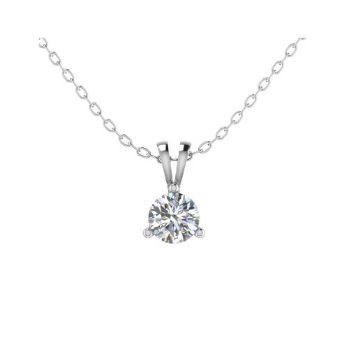 3 Prong Natural Diamond  Necklace
