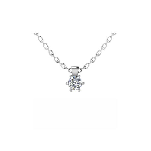 6 Prong Natural Diamond  Necklace
