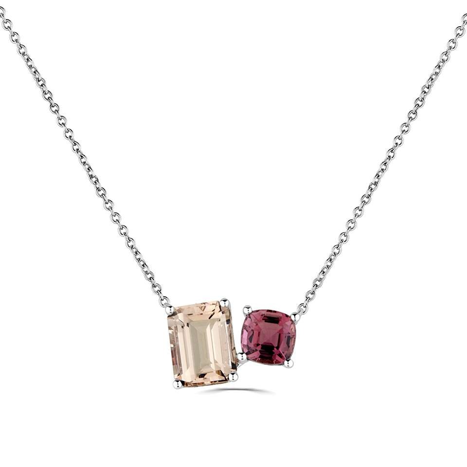 Viviana Morganite 4 Prong Set  Necklace
