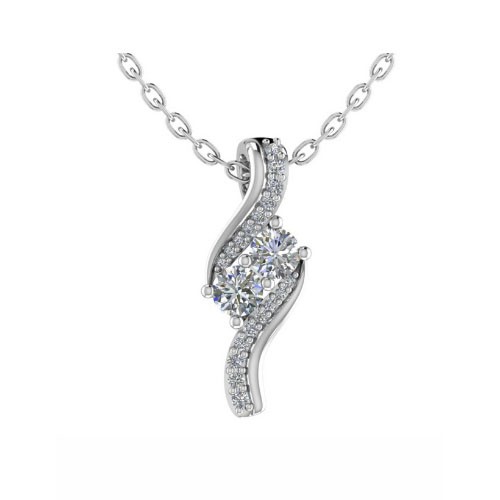 Shared Prong Natural Diamond  Necklace