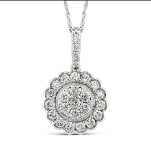 Pave Set Natural Diamond  Necklace