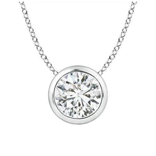 Bezel Set Natural Diamond  Necklace