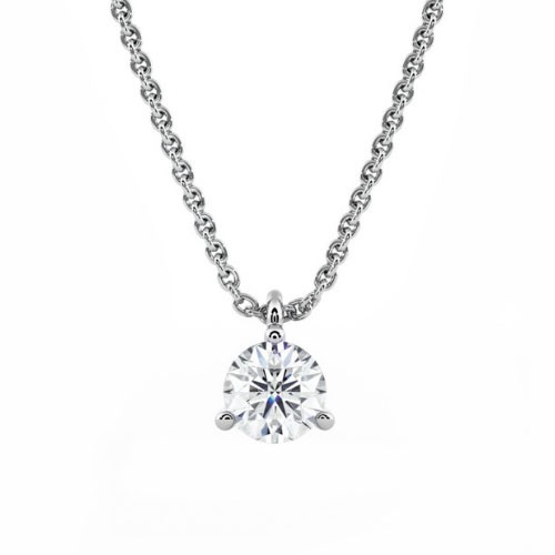 3 Prong Natural Diamond  Necklace