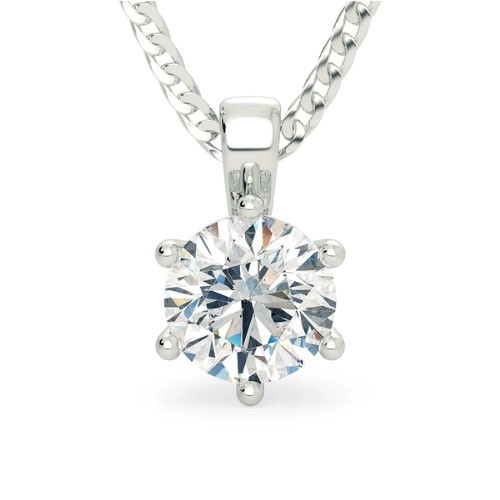 6 Prong Natural Diamond  Necklace
