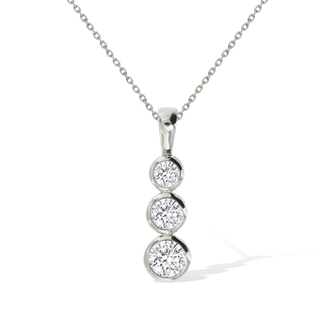 Bezel Set Natural Diamond  Necklace