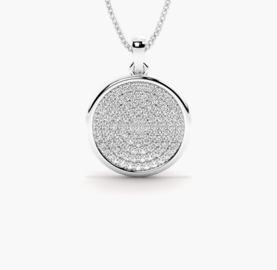 Pave Set 0.38 Carat Natural Diamond  Necklace
