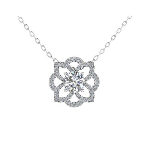 4 Prong Natural Diamond  Necklace
