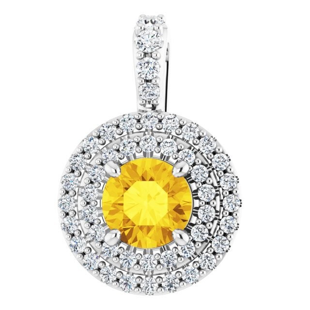 4 Prong 0.66 Carat Yellow Diamond  Necklace