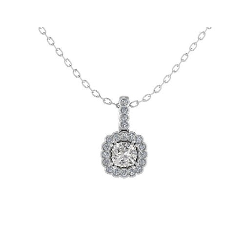 Double Prong Natural Diamond  Necklace