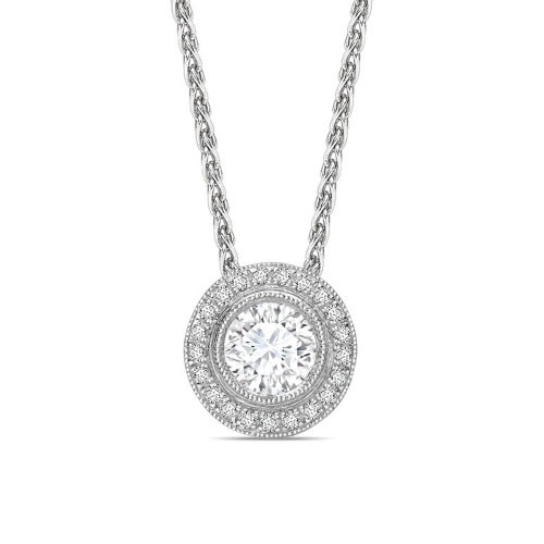 Milgrain Set 0.15 - 1.00 Carat Natural Diamond  Necklace
