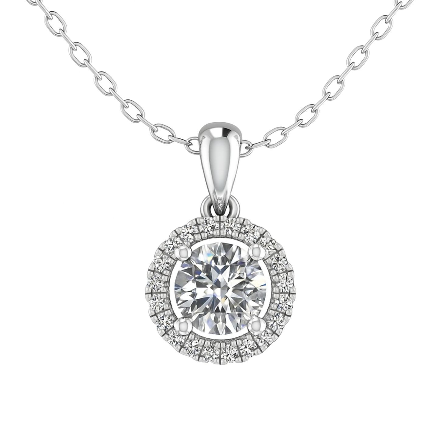 4 Prong Natural Diamond  Necklace