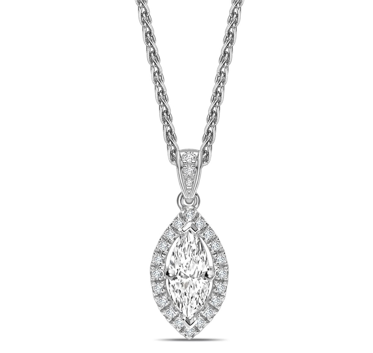4 Prong Natural Diamond  Necklace