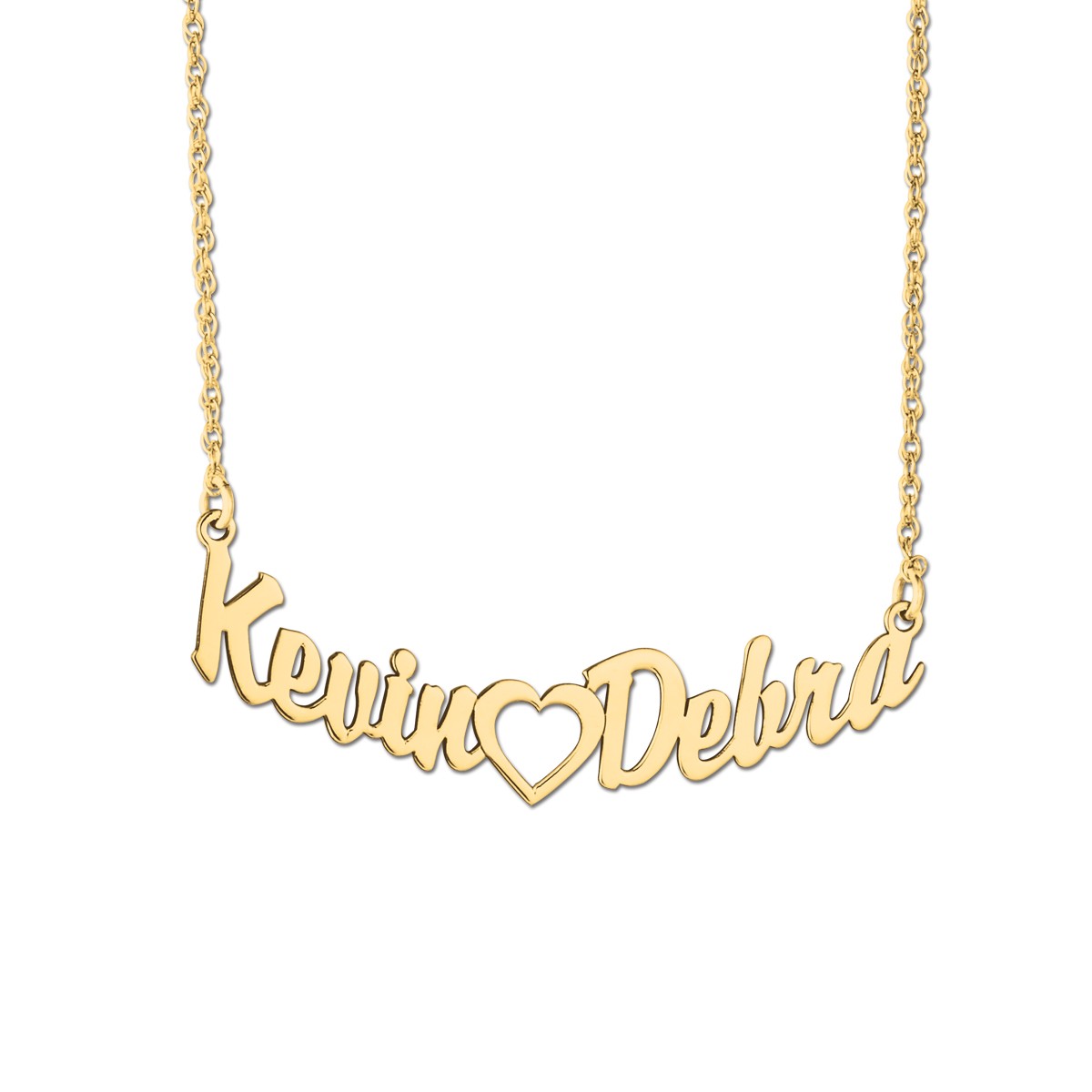 Kevin By Side Name Heart Center  Necklace