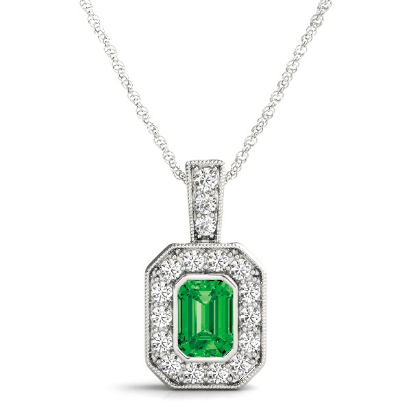 Veru Emerald Bezel Set  Necklace