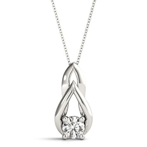 Rille Natural Diamond 4 Prong  Necklace