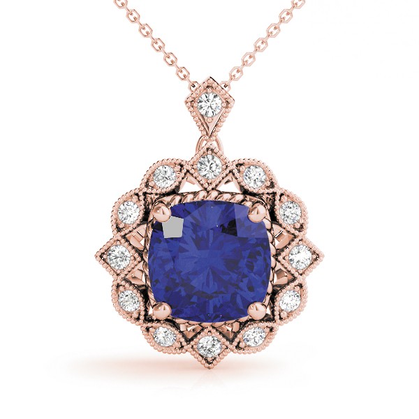 Preetha Blue Sapphire 4 Prong  Necklace
