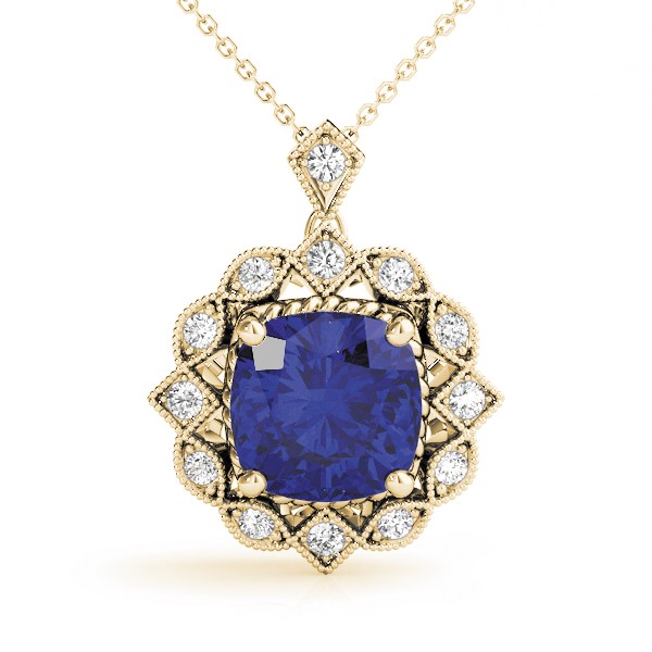 Preetha Blue Sapphire 4 Prong  Necklace