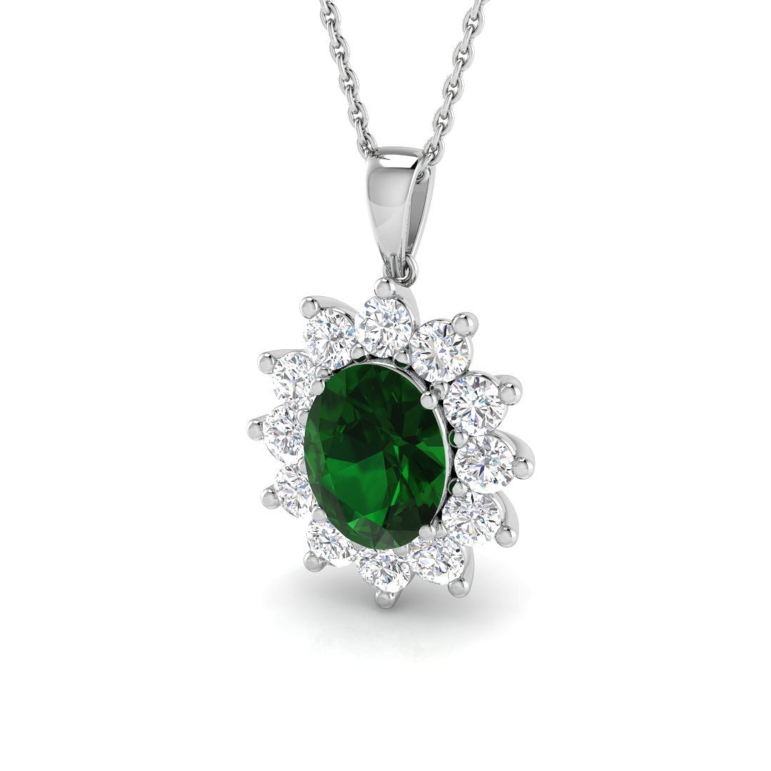 Prong Set Emerald  Necklace