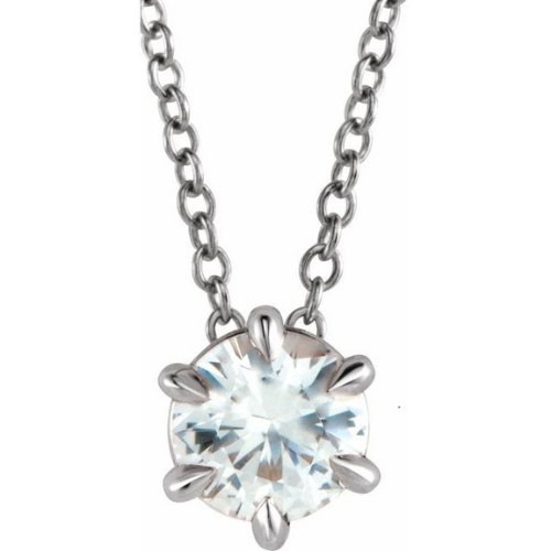 6 Prong Natural Diamond  Necklace