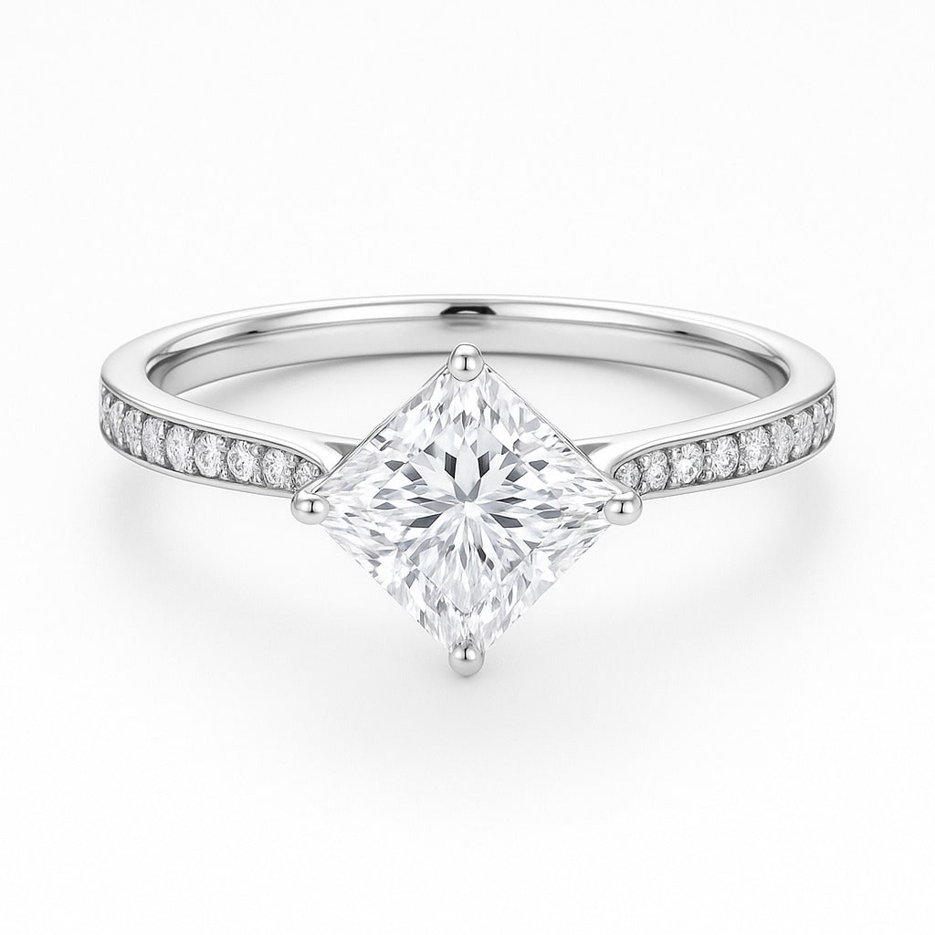 4 Prong Natural Diamond  Engagement Ring