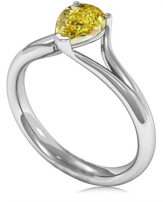 3 Prong Yellow Diamond  Engagement Ring