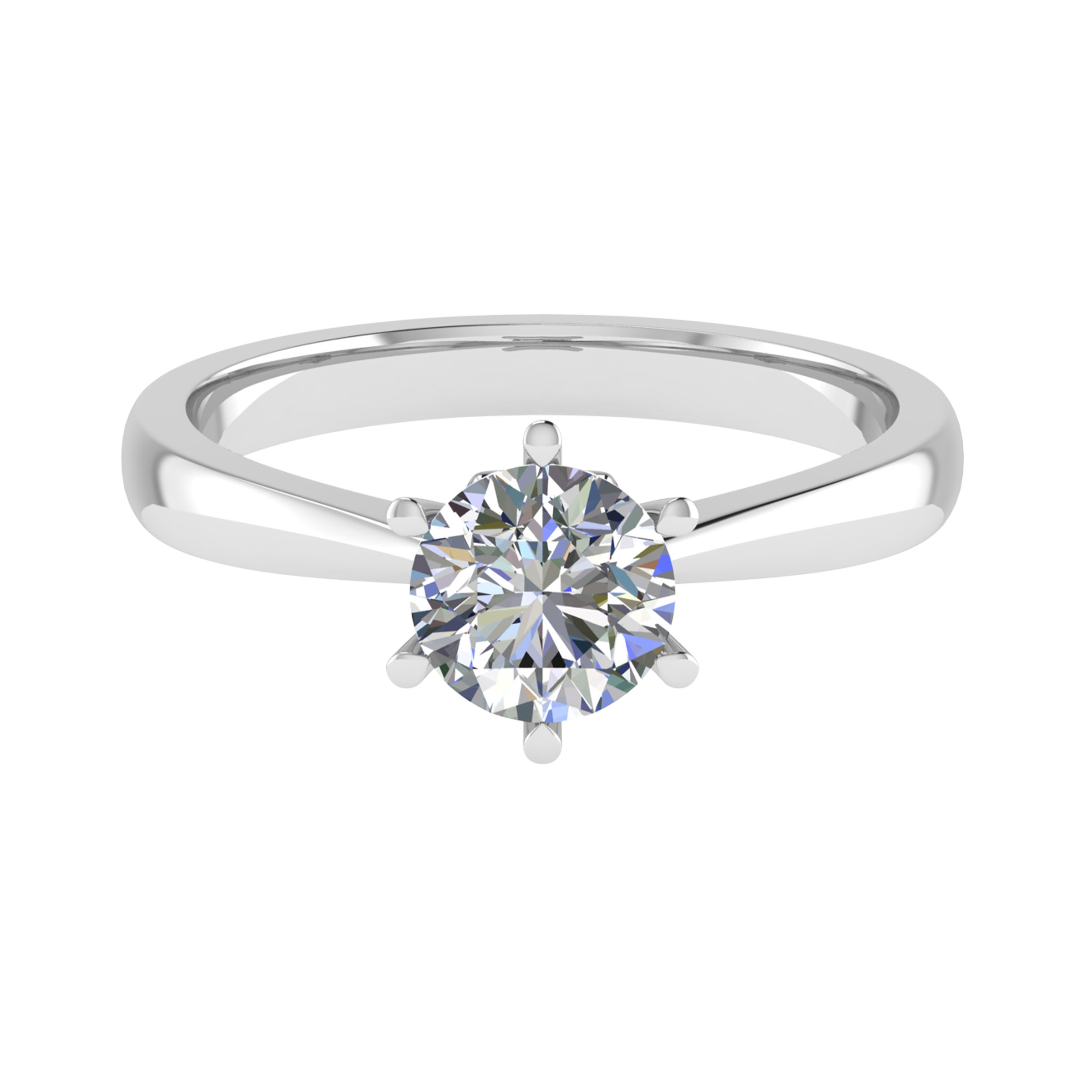 6 Prong Natural Diamond  Engagement Ring