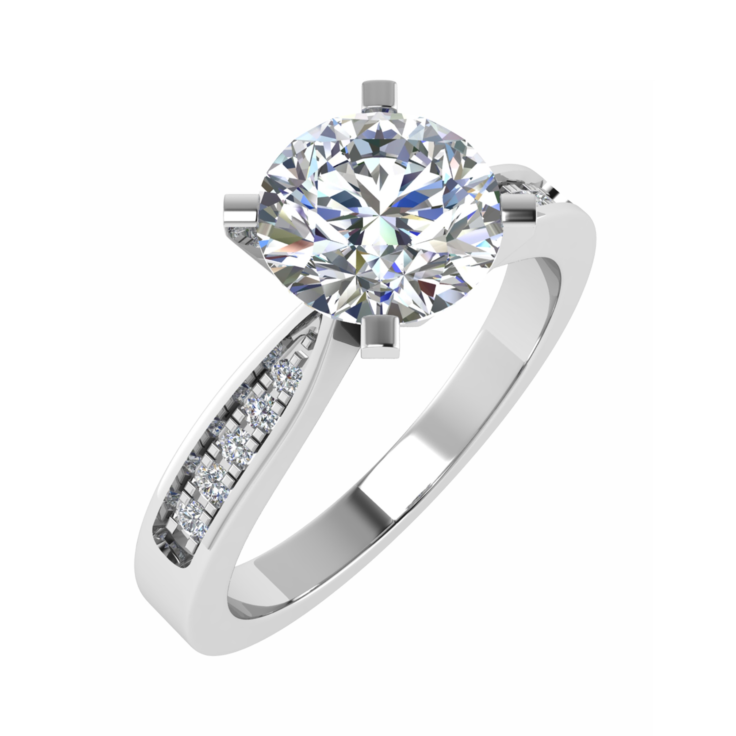 4 Prong Natural Diamond  Engagement Ring