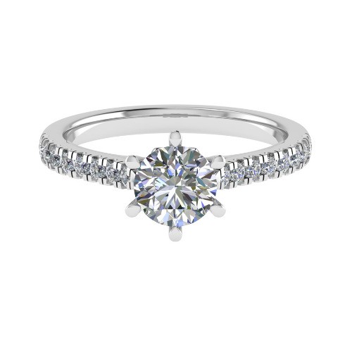 6 Prong Natural Diamond  Engagement Ring