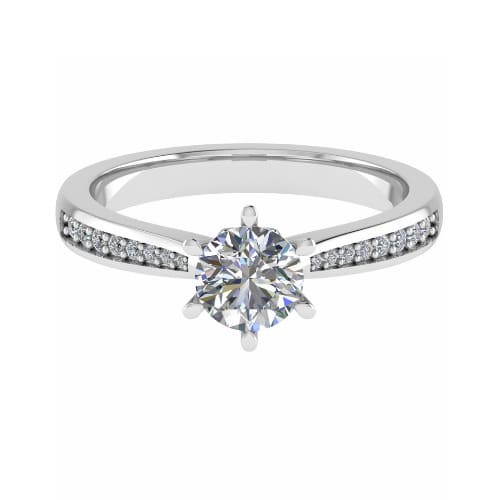 6 Prong Natural Diamond  Engagement Ring