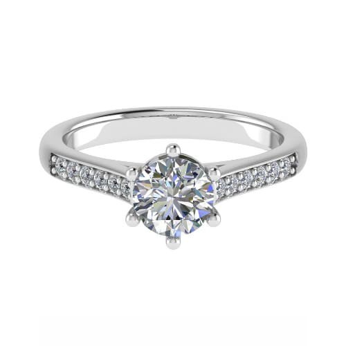 6 Prong Natural Diamond  Engagement Ring