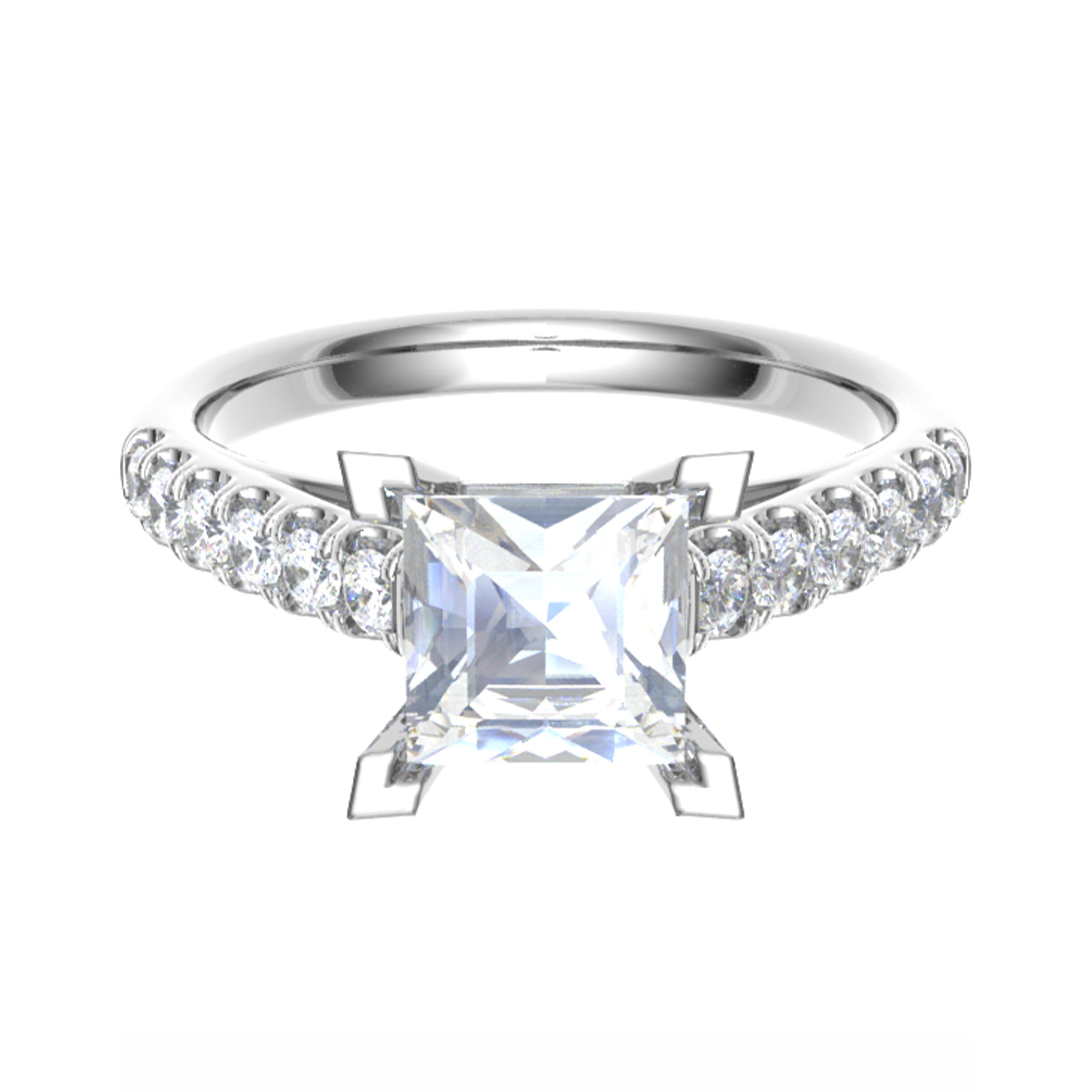 4 Prong Natural Diamond  Engagement Ring