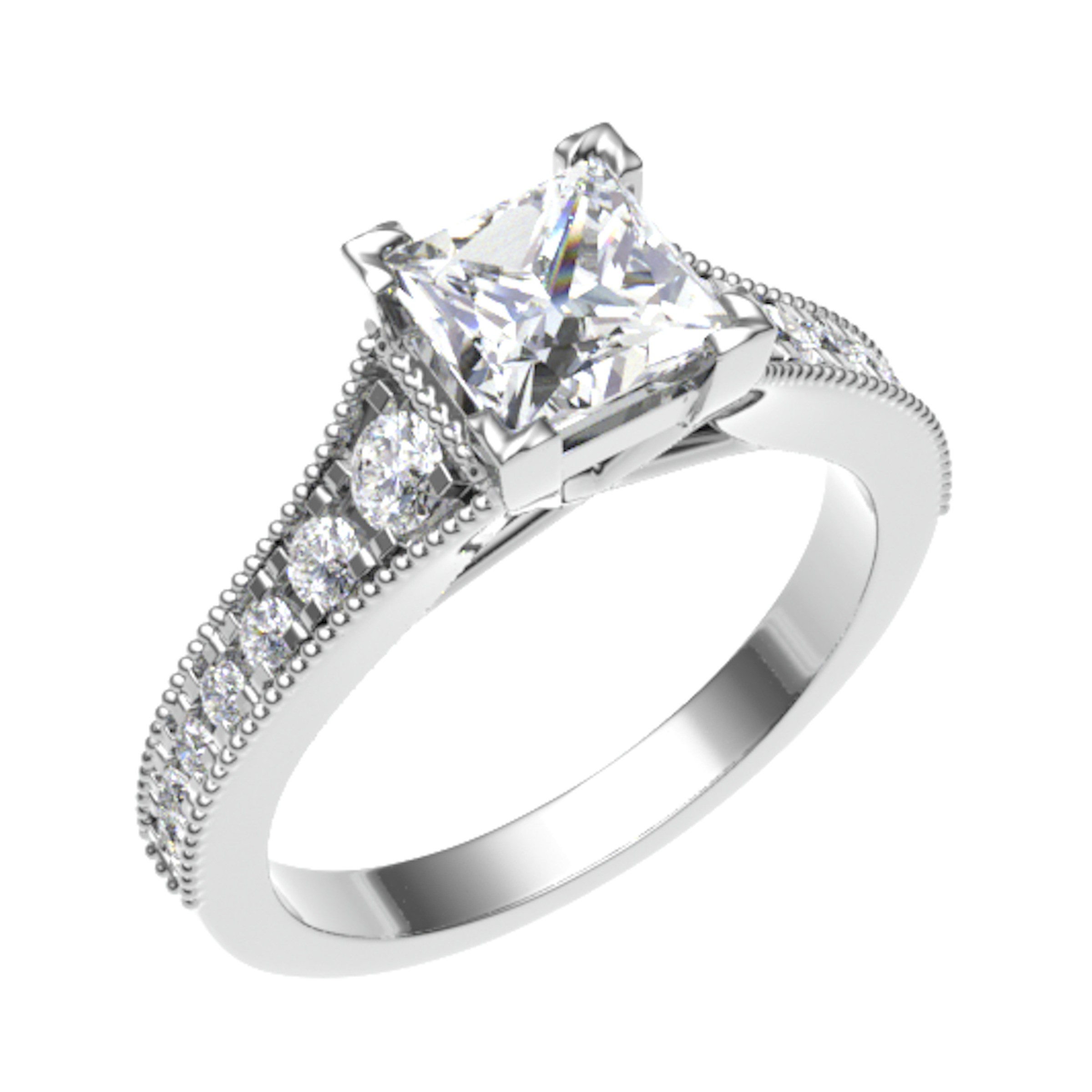 4 Prong Natural Diamond  Engagement Ring