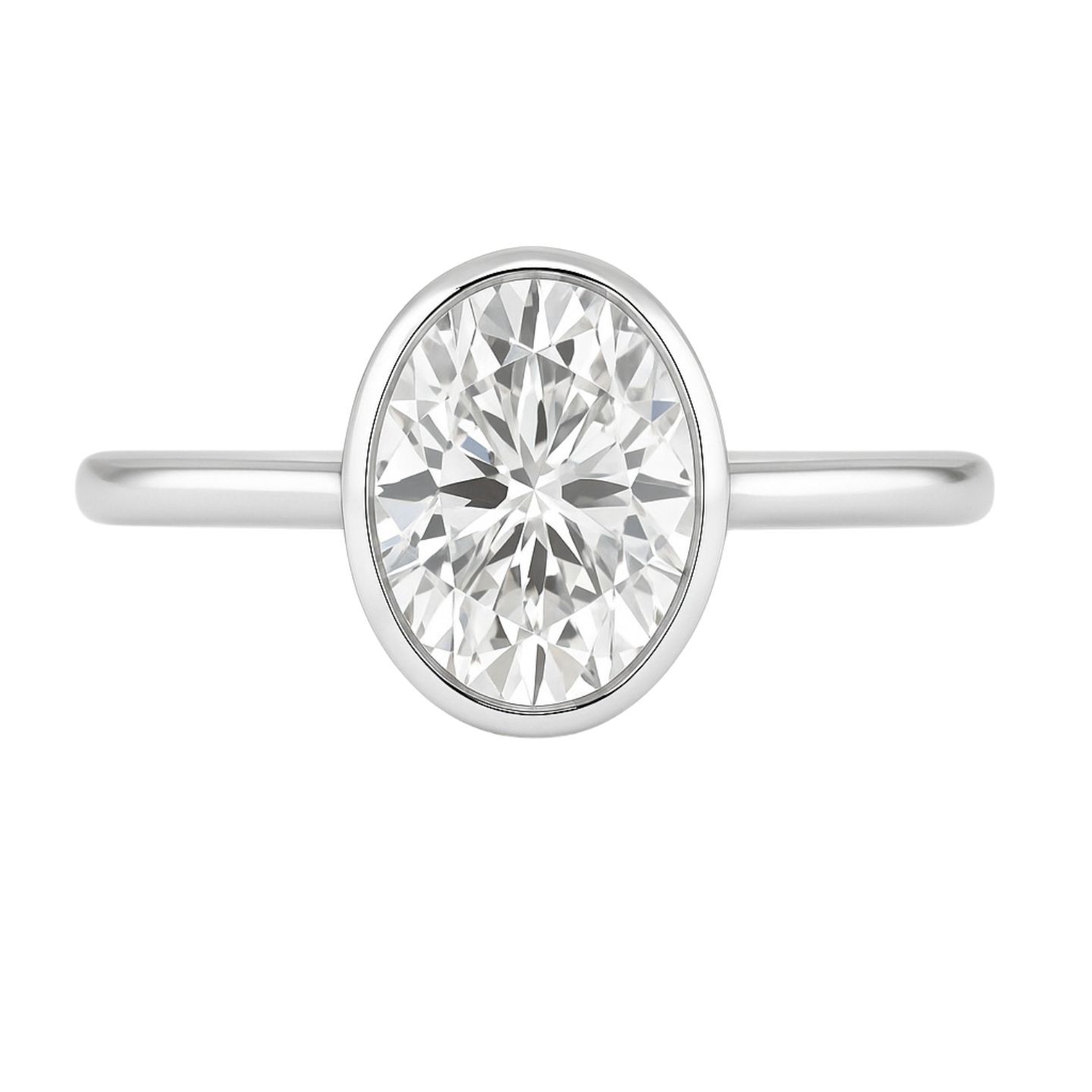 Bezel Natural Diamond  Engagement Ring