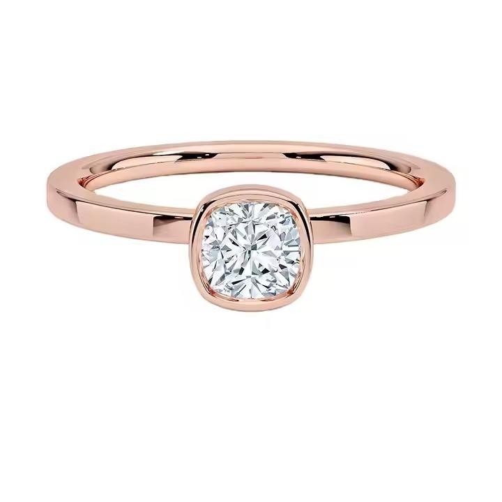 Earlinna Natural Diamond Bezel Set  Engagement Ring