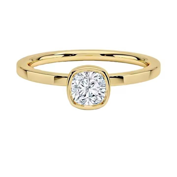 Earlinna Natural Diamond Bezel Set  Engagement Ring