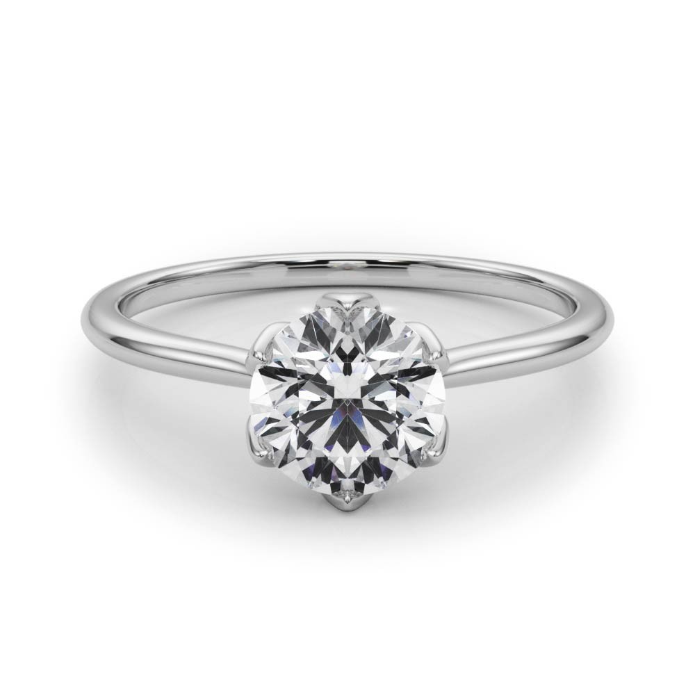 6 Prong Natural Diamond  Engagement Ring