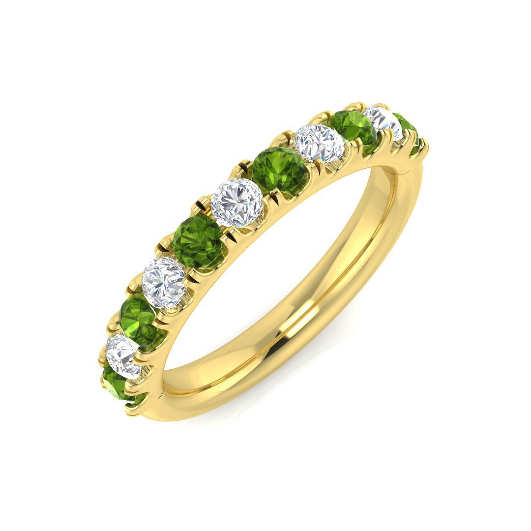 Ellryna Peridot Shared Prong Set  Diamond Ring