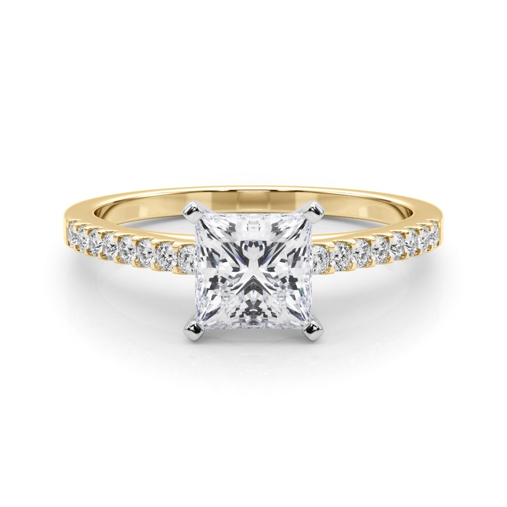 Rinsy Princess Cut Natural Diamond 4 Prong  Engagement Ring