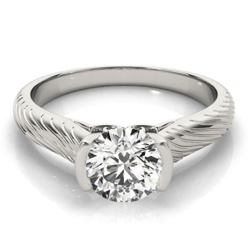 Half Bezel Natural Diamond  Engagement Ring